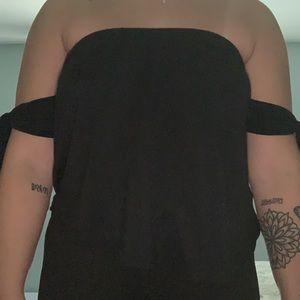 Black Off the Shoulder Knot Sleeve Top